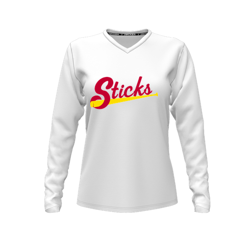 [CUS-DFW-TEES-CMF-VNK-LSL-WHT-FYXS-LOGO1] Decker Comfort T-Shirt (Female Youth XS, White, V Neck, Logo 1, Long Sleeve)