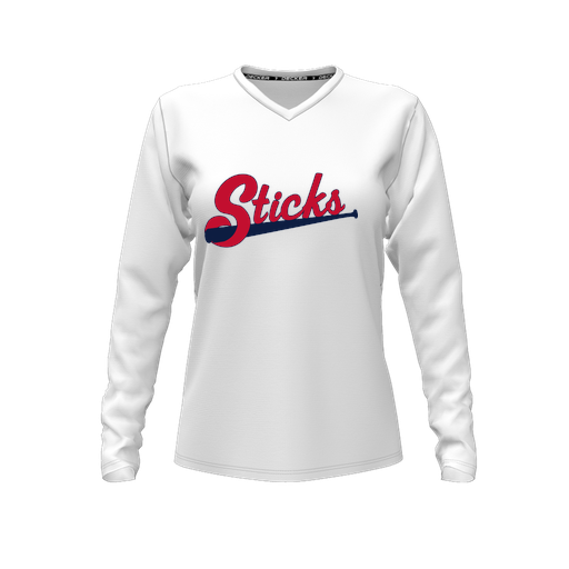 [CUS-DFW-TEES-CMF-VNK-LSL-WHT-FYXS-LOGO2] Decker Comfort T-Shirt (Female Youth XS, White, V Neck, Logo 2, Long Sleeve)