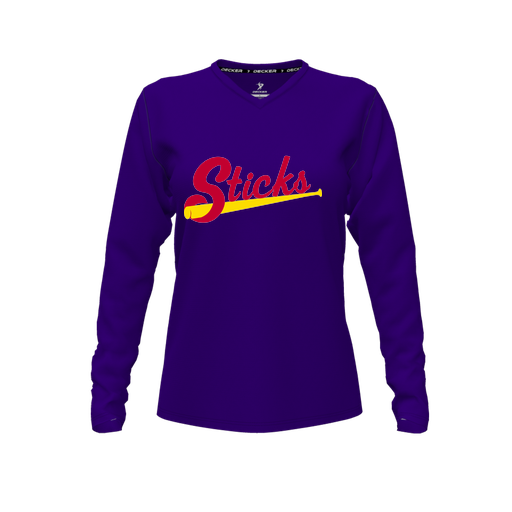 [FTLVPTPP-FYXS-LOGO1] Decker Performance T-Shirt (Female Youth XS, Purple, V Neck, Logo 1, Long Sleeve)