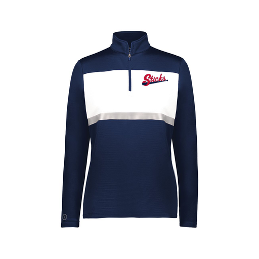 [222791.301.XS-LOGO2] Ladies Bold 1/4 Zip Pullover (Female Adult XS, Navy, Logo 2)