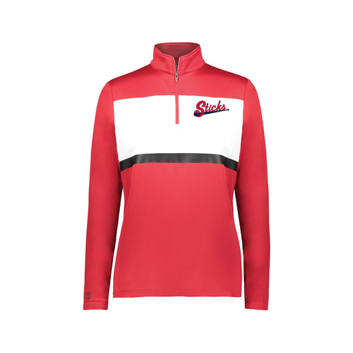 [222791.408.XS-LOGO2] Ladies Bold 1/4 Zip Pullover (Female Adult XS, Red, Logo 2)