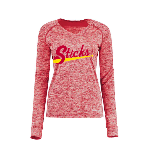 [222770.T20.XS-LOGO1] Ladies Electric Long Sleeve Shirt (Female Adult XS, Red, Logo 1)
