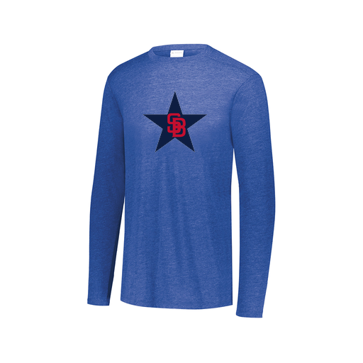 [FTLCUBRY-AXS-LOGO3] Decker Men's Tri-Blend T-Shirt - Long Sleeve (Adult XS, Royal, Logo 3)