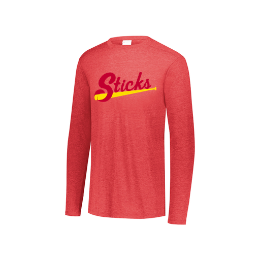 [FTLCUBRD-YS-LOGO1] Decker Youth Tri-Blend T-Shirt - Long Sleeve (Youth S, Red, Logo 1)