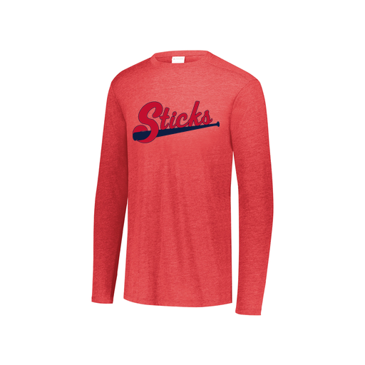 [FTLCUBRD-YS-LOGO2] Decker Youth Tri-Blend T-Shirt - Long Sleeve (Youth S, Red, Logo 2)